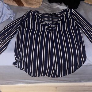 Forever 21 Navy and White Striped Blouse